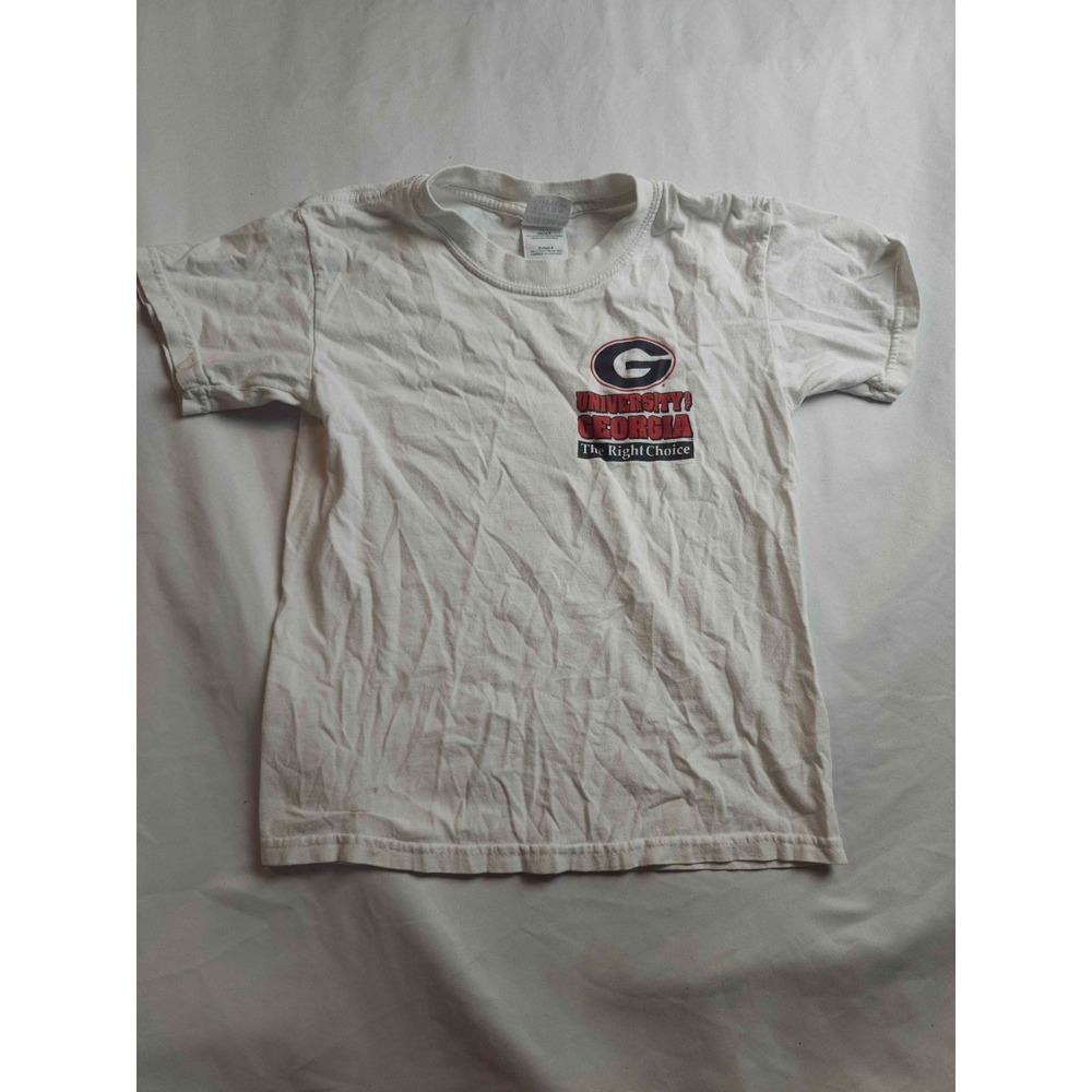 University Of Georgia Bulldogs Shirt Youth Small White The Right Choice Gildan